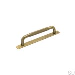 Elongated furniture handle with a Helix 128 washer, Antique Bronze