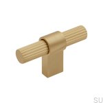 Furniture knob T-Bar Helix Stripe Brushed Gold