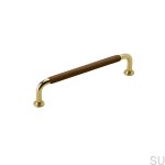 Elongated furniture handle 1353 128 Brass Brown Leather