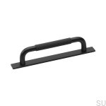 Elongated furniture handle with Helix 128 washer Black Metal