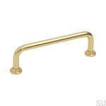 Elongated furniture handle 1353 128 Polished Brass Lacquered