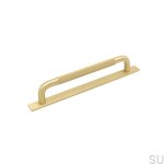 Elongated furniture handle with Helix 160 Gold washer