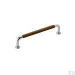 Oblong furniture handle 1353 128 Nickel Brown Leather