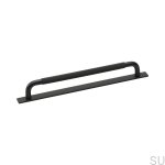 Elongated furniture handle with Helix 224 Black Metal washer
