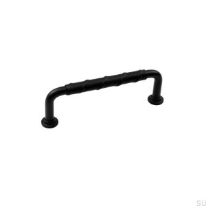 Elongated furniture handle 1353 96 Black metal Black leather
