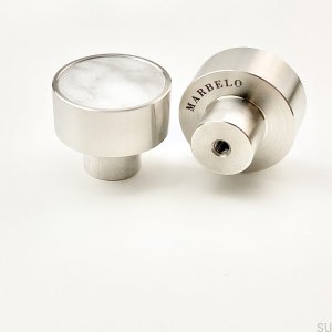 Marbelo furniture knob Steel white marble