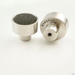 Furniture knob Marbelo Steel Black marble