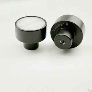 Marbelo Furniture Knob Steel Black White Marble