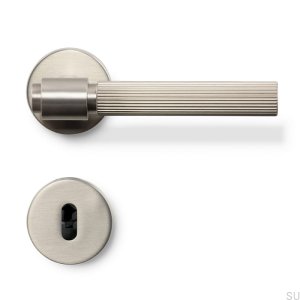 Door handle Helix Stripe 200 Silver Brushed European standard