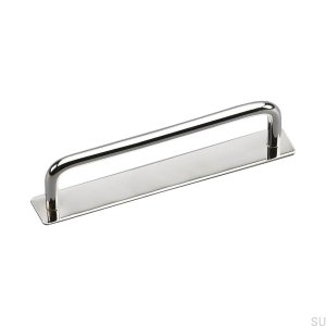 Elongated furniture handle with Royal Deluxe pad 128 Nickel-plated brass