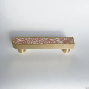 Long furniture handle Railing Asymmetrical Brass Brushed Terrazzo Pink