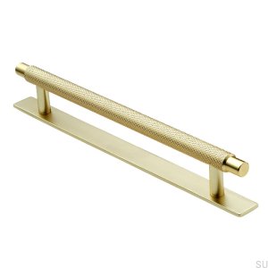 Elongated furniture handle with Manor 128 Gold washer