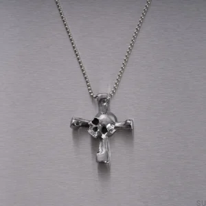 Skull Travis Barker Drum Key Necklace Polished Steel
