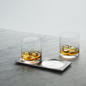 A set of whiskey glasses with a stand - Whiskey. Stainless steel