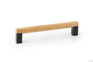 Eto 160 Wooden Oak and Gray Aluminum Elongated Furniture Handle