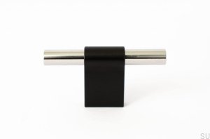 Furniture knob T-Bar Line Mix 60 Metal black with polished steel