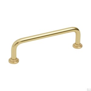 Elongated furniture handle 1353 128 Polished Brass Lacquered
