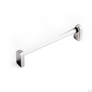 Art Deco 1 oblong furniture handle Chrome-plated brass plexiglass