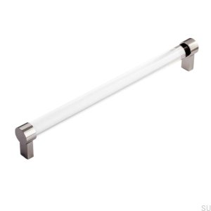Elongated furniture handle Art Deco 4 Brass, nickel-plated, plexiglass