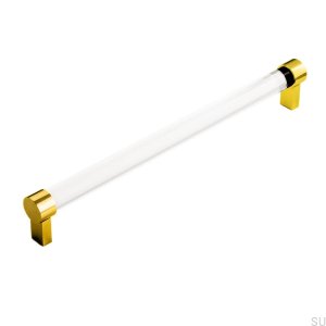 Elongated Furniture Handle Art Deco 4 Polished brass plexiglass