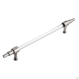 Elongated Furniture Handle Art Deco 7 Brass, nickel-plated, plexiglass