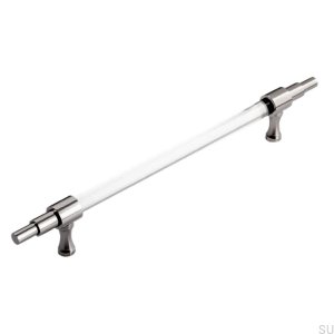 Elongated furniture handle Art Deco 7 Chrome-plated brass and plexiglass
