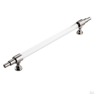 Elongated furniture handle Art Deco 8 Chrome-plated brass plexiglass