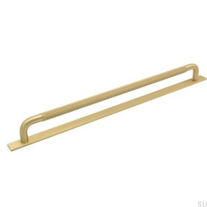 Elongated furniture handle with Helix 320 Gold washer