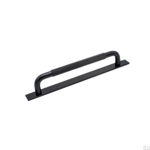 Elongated furniture handle with Helix 160 washer Black Metal