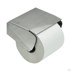 Solid Toilet Tissue Holder with lid Brushed silver