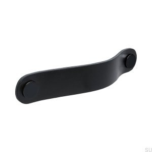 Round furniture handle Loop Round 128, black leather with black