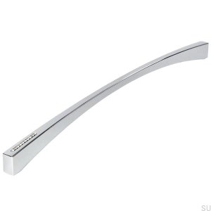 Elongated furniture handle with Swarovski crystals 2198 320 Polished chrome