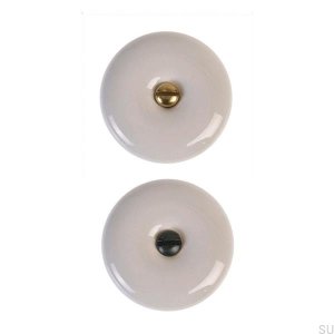 Furniture knob 5313 Porcelain with two screws, brass and black