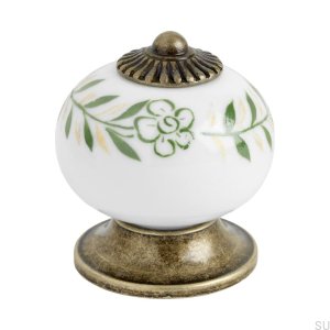 Furniture knob 8131 Porcelain antiqued gold