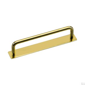 Elongated furniture handle with Royal Deluxe 128 washer, Polished Brass