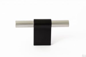 Furniture knob T-Bar Line Mix 60 Metal black with brushed steel