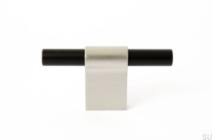 Furniture knob T-Bar Line Mix 60 Brushed steel and black