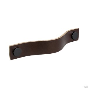 Loop 128 furniture handle, brown with black leather