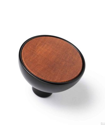 Furniture knob Bol Black with sapeli wood