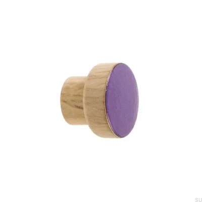 Furniture knob Simple, Wooden, Enameled Violet, Oil White