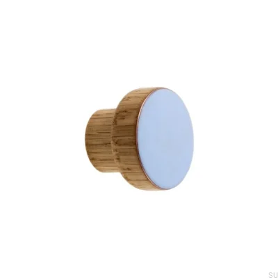 Furniture Knob Simple Wooden Enamel Light Blue Oil Colorless Semi-matt