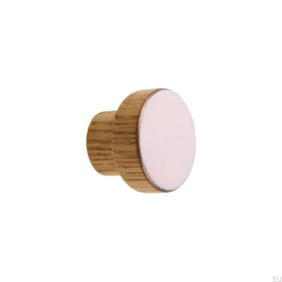 Furniture knob Simple, Wooden, Enameled, Light Pink, Oil, Colorless, Semi-matt