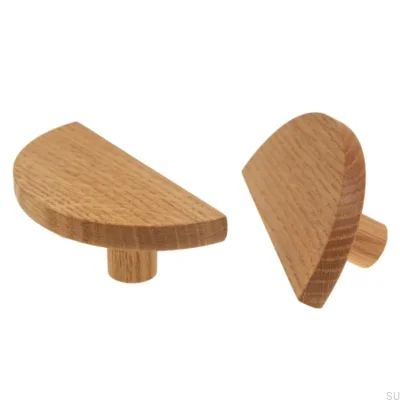 Basic furniture handle Semicircular 40 Wooden Oak - Colorless Semi-matt