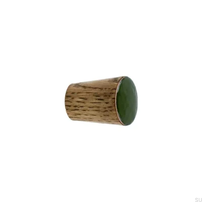 Furniture knob Simple Cone Wooden Enameled Dark Green Oil Tinting