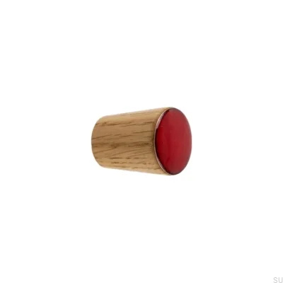 Furniture Knob Simple Cone Wooden Enameled Red Oil Colorless Semi-matt