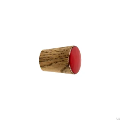 Furniture knob Simple Cone Wooden Enameled Red Oil Tinted