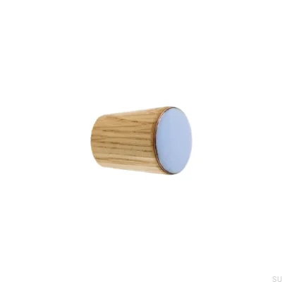 Furniture Knob Simple Cone Wooden Enameled Light Blue Oil Colorless Semi-matt