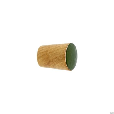 Furniture Knob Simple Cone Wooden Enameled Dark Green Oil Colorless Semi-matt