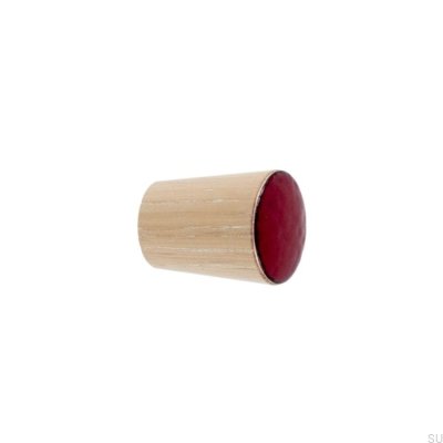 Furniture Knob Simple Cone Wooden Enameled Dark Red Oil White