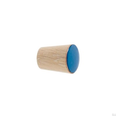 Furniture Knob Simple Cone Wooden Enamel Cool Blue Oil White